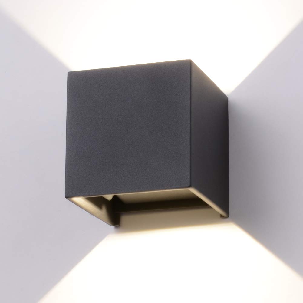 LED Cube Up and Down Wall Lights - 12W 4000K Waterproof Aluminum Outdoor Lighting Fixtures for Patio, Garden, and Facade Illumination