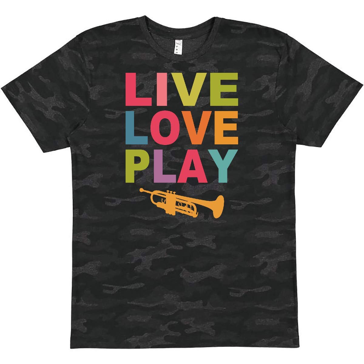Inktastic Live Love Play The Trumpet Graphic T-Shirt for Men & Women - Comfortable Cotton Tee for Music Lovers, Band Members & Trumpet Players - Perfect for Concerts, Rehearsals & Casual Wear