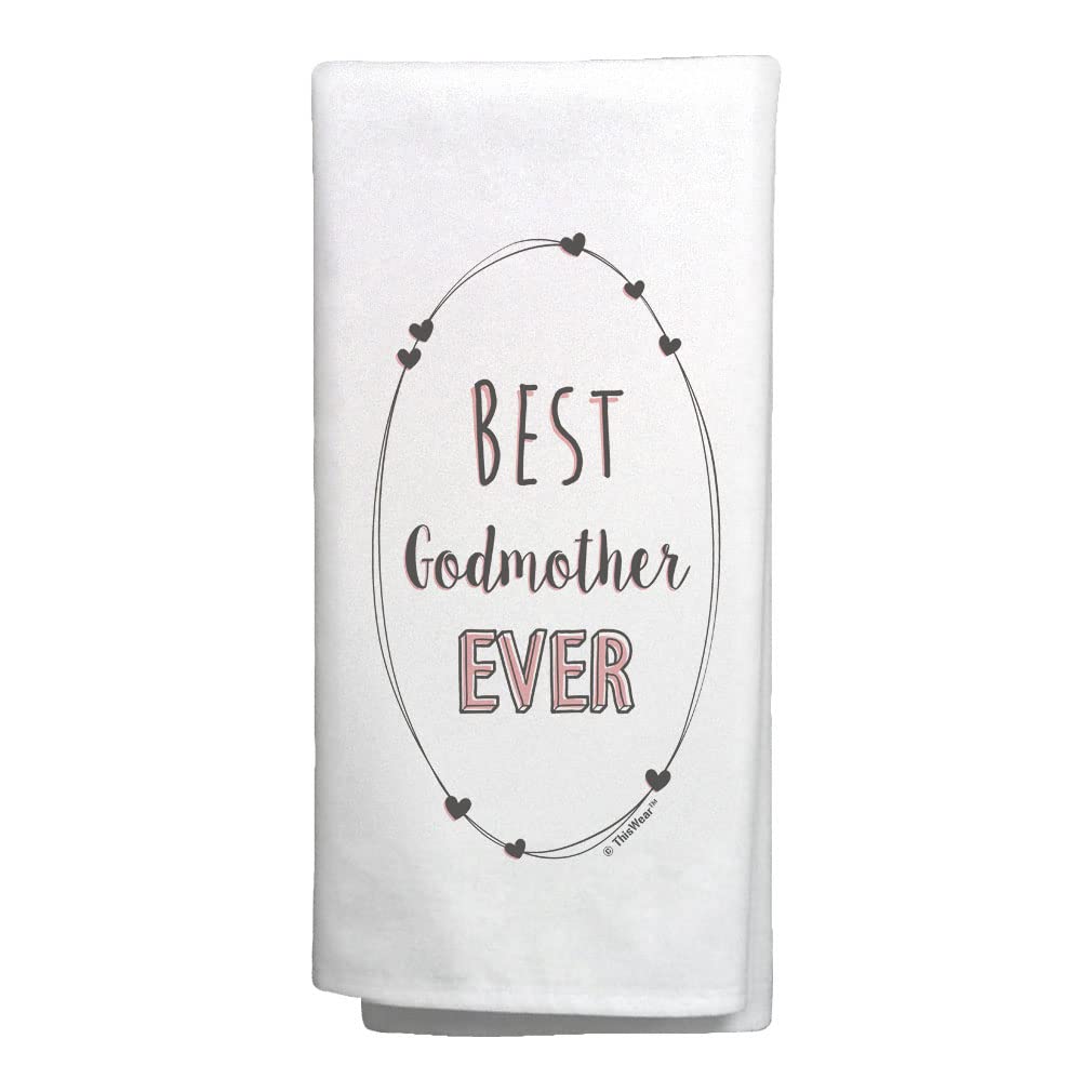 Best Godmother Ever Gift - Personalized Godmother Kitchen Hand Towel & Tea Towel Set - White - Perfect for Birthdays, Mother's Day, and Thank You Gifts