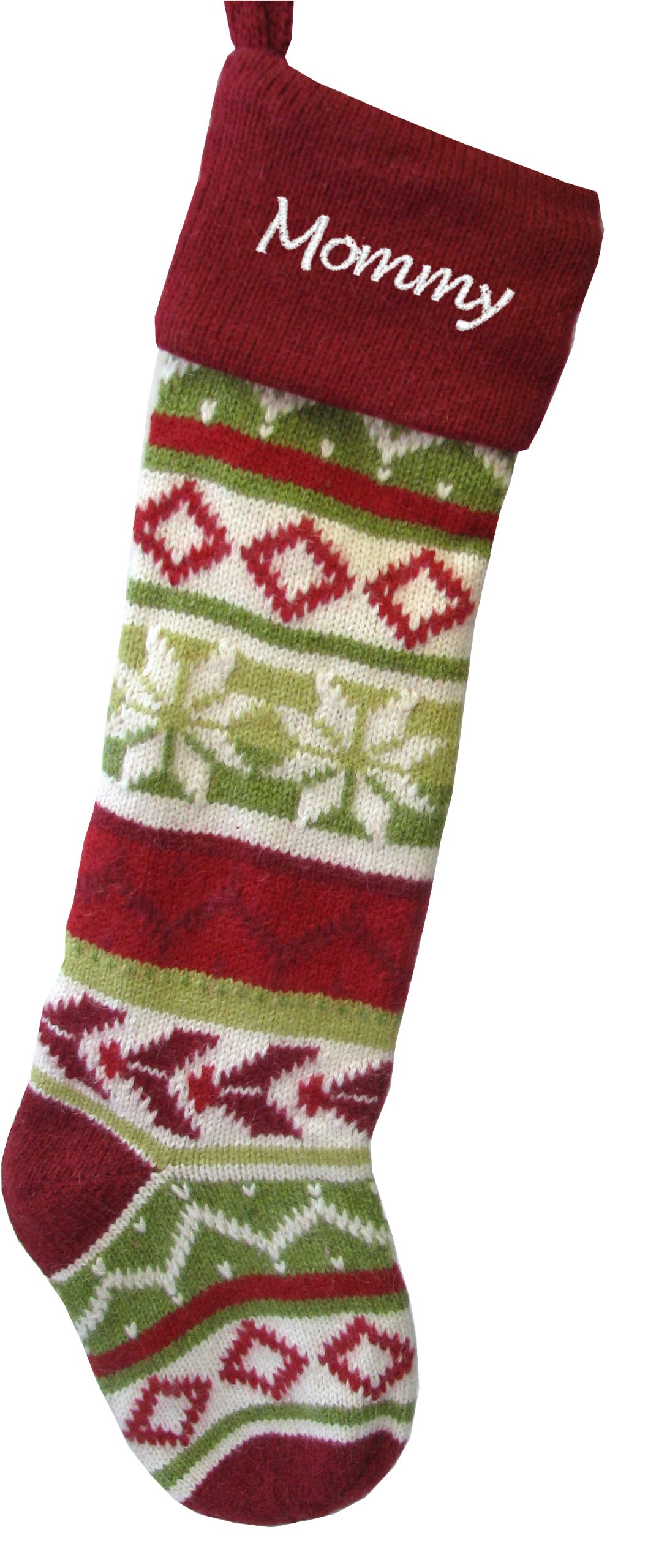 Hand Knitted Personalized Wool Christmas Stockings with Red Cuff - Perfect for Holiday Decorations, Fireplace Mantel, and Christmas Gift Giving
