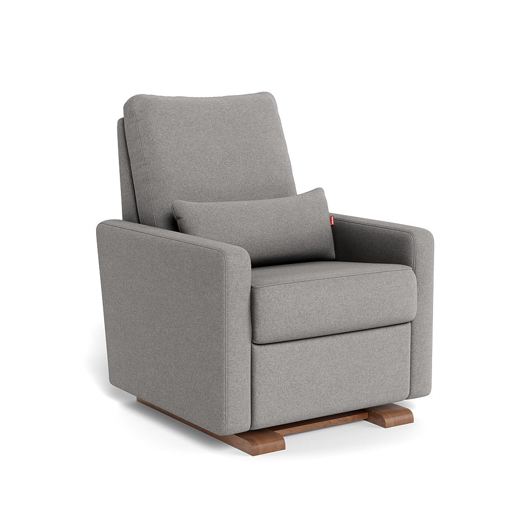 Monte Design Matera Glider Recliner Chair with Walnut Base - Modern Nursery Rocker for Baby Room, Living Room & Bedroom Comfort