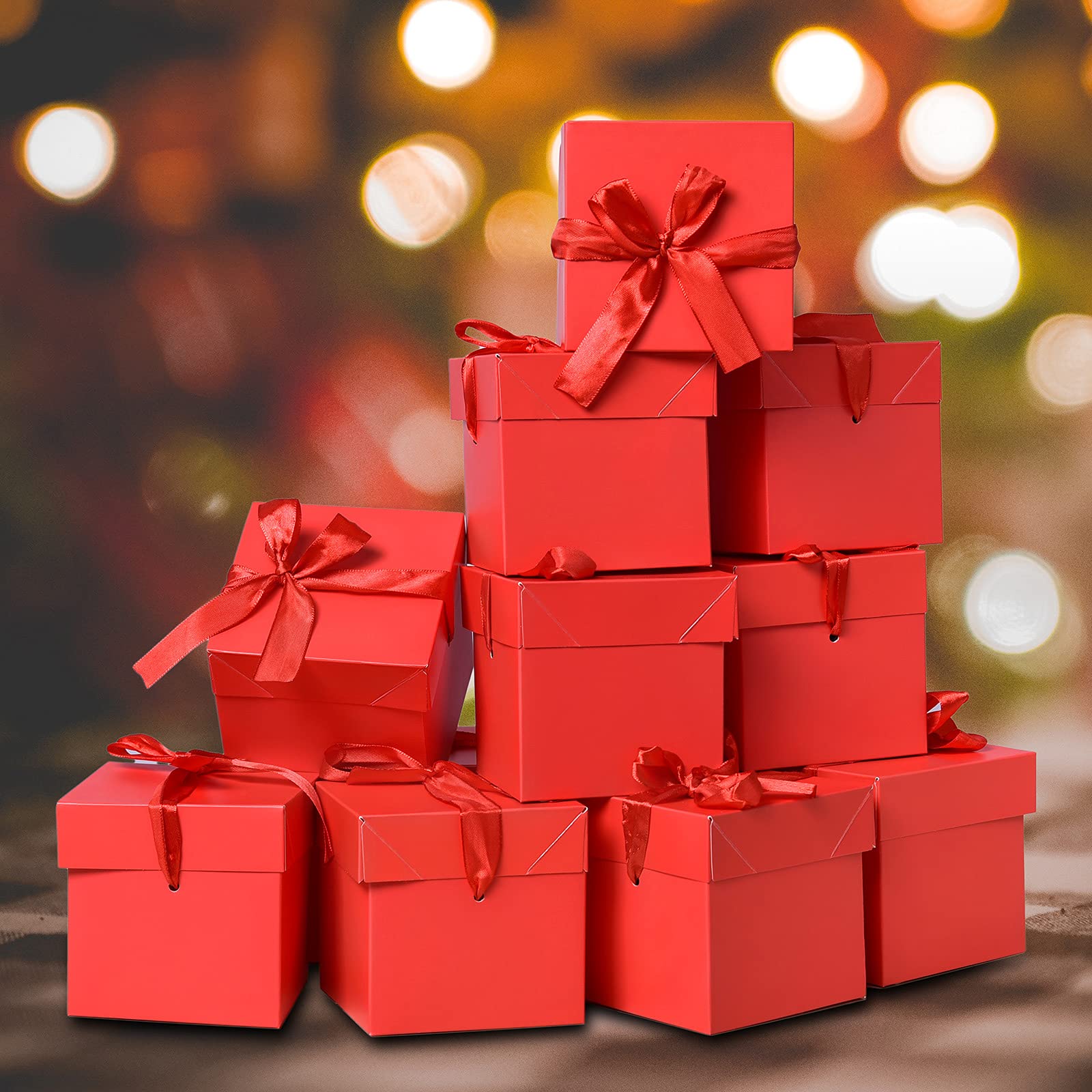 12 Pcs Red Gift Boxes with Lids - Christmas, Wedding, Birthday Favors for Presents & Flower Arrangements