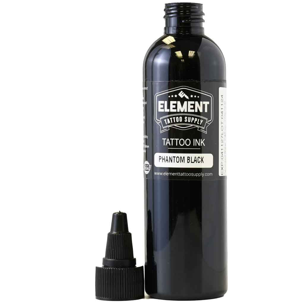 PHANTOM Black Professional Tattoo Ink - 2X Concentrated High Pigment Tattoo Ink for Artists - Perfect for Black & Grey Tattoos, Cover Ups & Fine Line Work