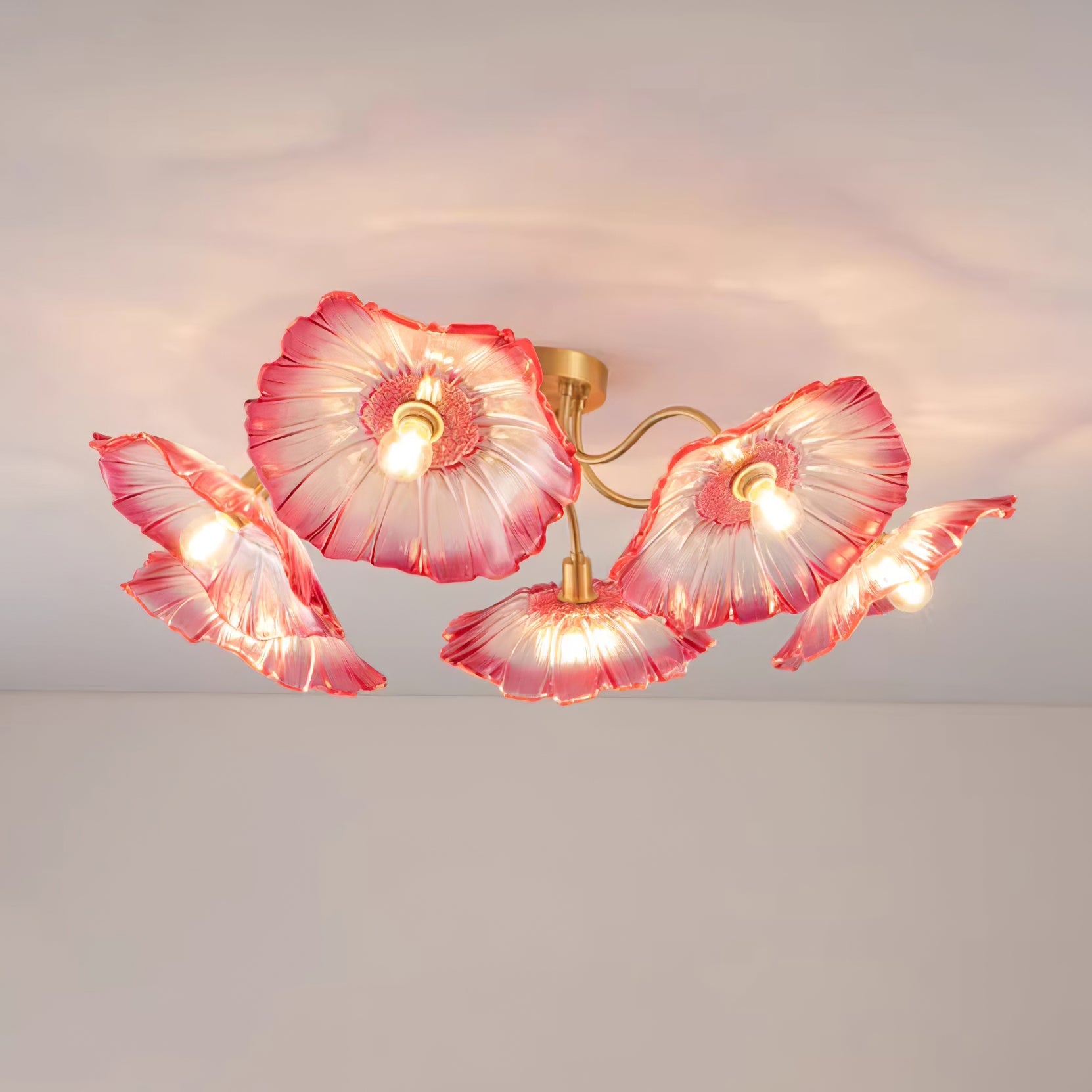 Lotus Leaf Glass Ceiling Light Fixture - Modern Nature-Inspired Pendant Lamp for Living Room, Bedroom & Dining Room Decor