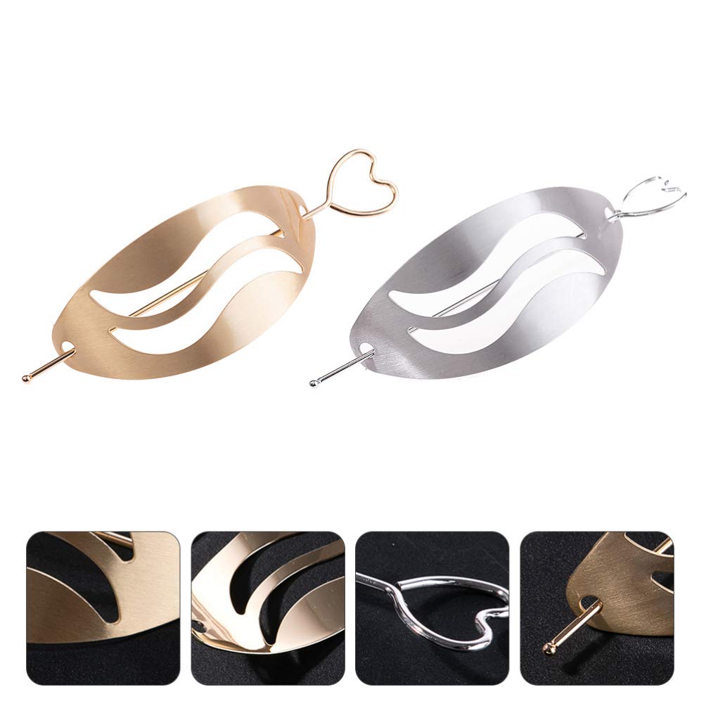Vintage Metal Hair Barrettes for Women - 2pcs Hair Clips & Pins, Perfect for Updos & Knots