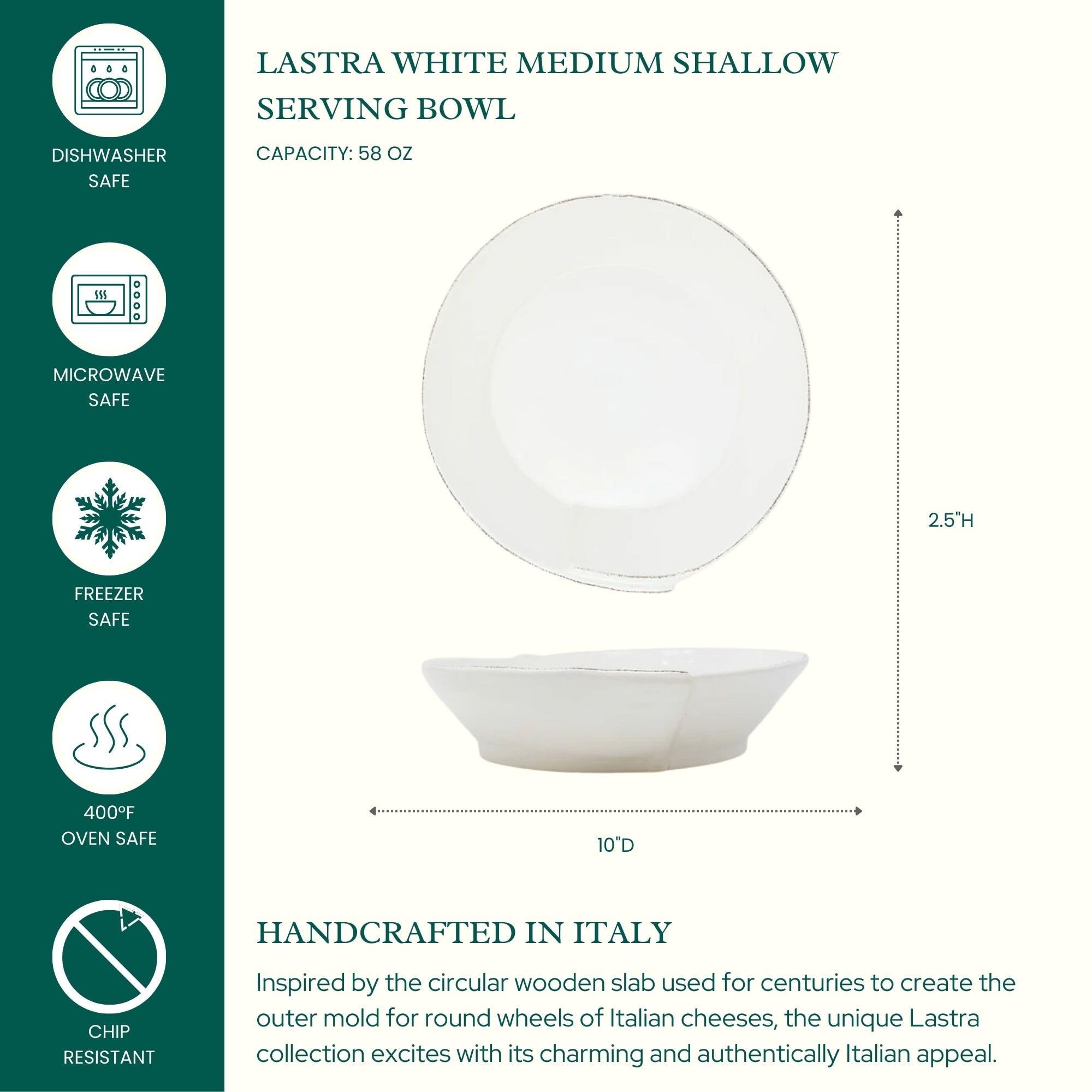 Vietri Lastra White Medium Shallow Serving Bowl - 10