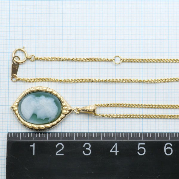18K Yellow Gold Stone Cameo Necklace for Women - Vintage Handmade Jewelry Gift - Perfect for Weddings, Anniversaries & Special Occasions