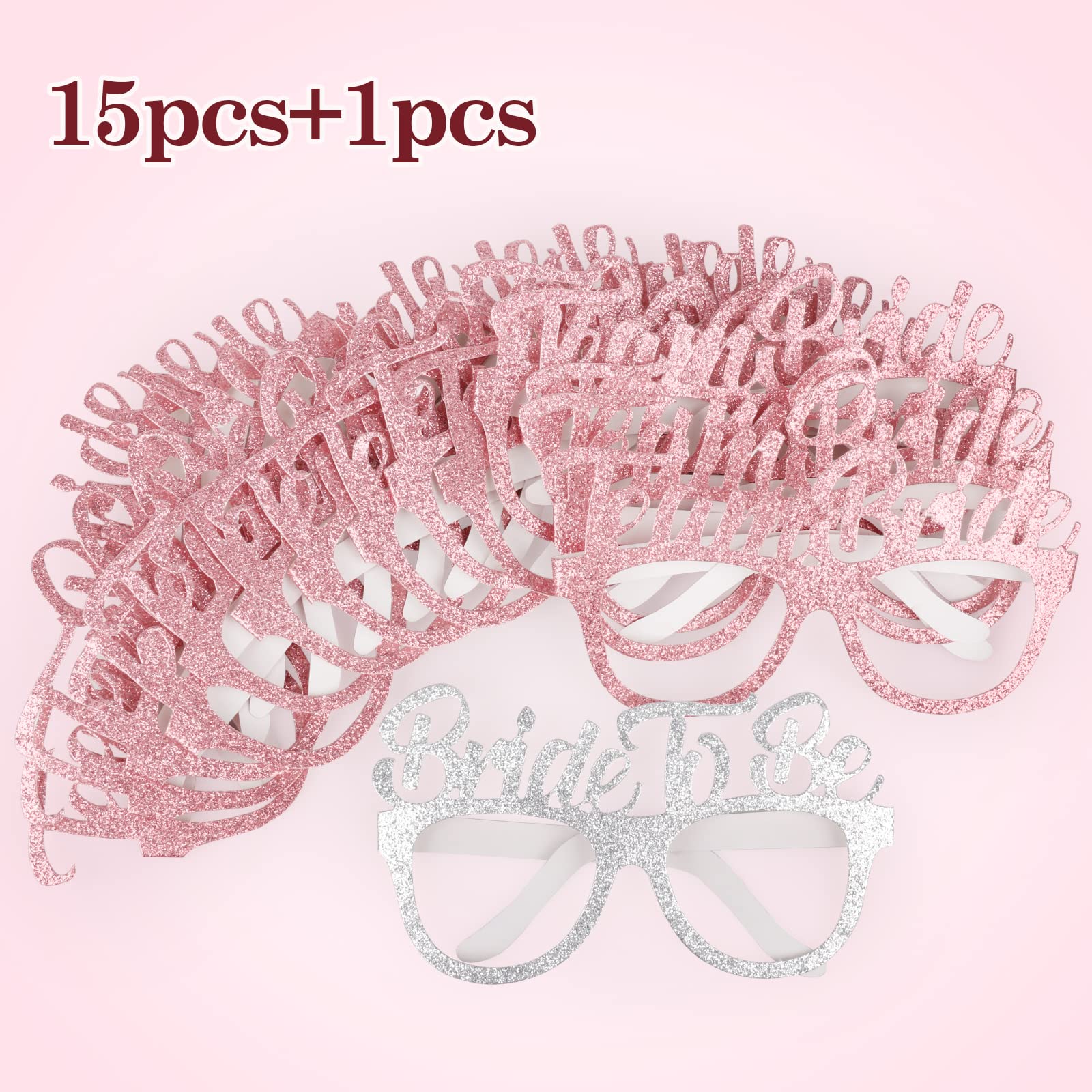 Fowecelt 16pcs Rose Gold & Silver Bride to Be Glasses - Bachelorette Party Eyewear for Bridal Showers, Hen Parties & Wedding Events - Fun Team Bride Accessories for Adult Women