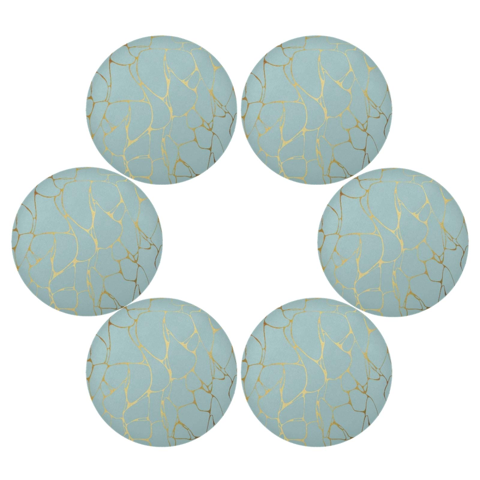 ALAZA Marble with Gold Geometric Mint Green Round Placemats - Set of 1 Elegant Dining Table Mat for Home Kitchen & Holiday Decor | Perfect for Dinner Parties, Thanksgiving, Christmas & Formal Table Settings