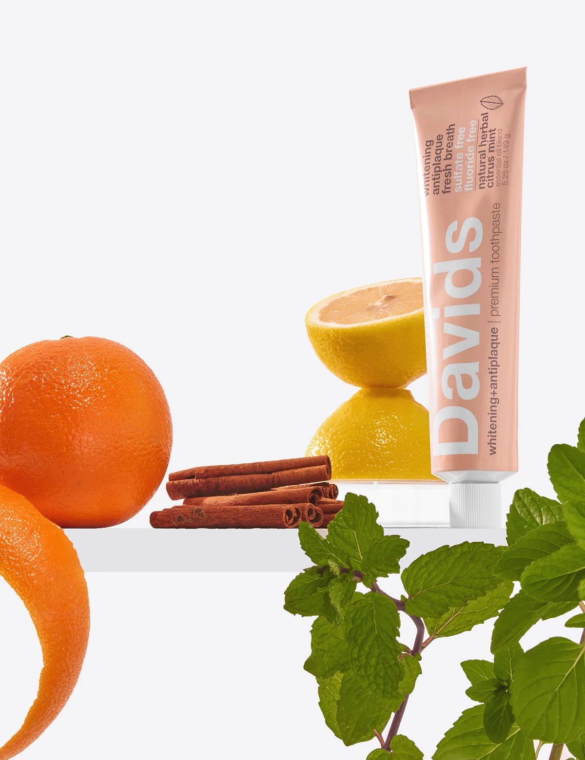 Herbal Citrus Peppermint Premium Natural Toothpaste for Fresh Breath & Whitening - Organic Fluoride-Free Dental Care for Sensitive Teeth & Gum Health