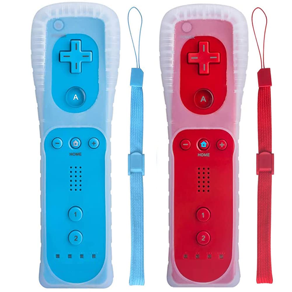 Upgraded Wii Remote Controller 2-Pack - Wireless for Wii & Wii U (Red/Blue) - Perfect for Gaming & Family Fun