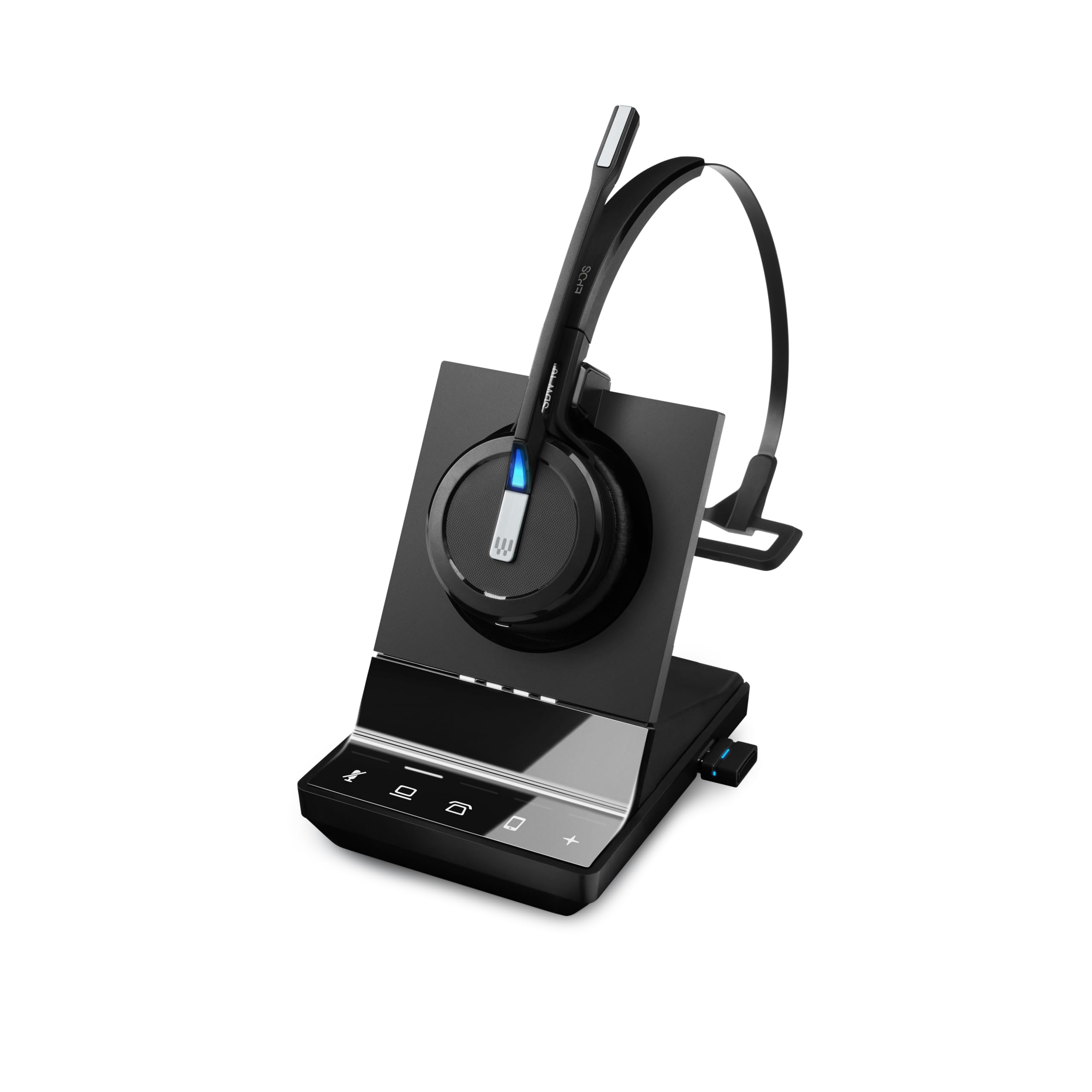 Sennheiser SDW 5016 Wireless DECT Headset - Noise Cancelling Dual Mic for Desk Phone, Softphone, PC & Mobile - Black (3 Inch) - Perfect for Office, Call Centers & Remote Work