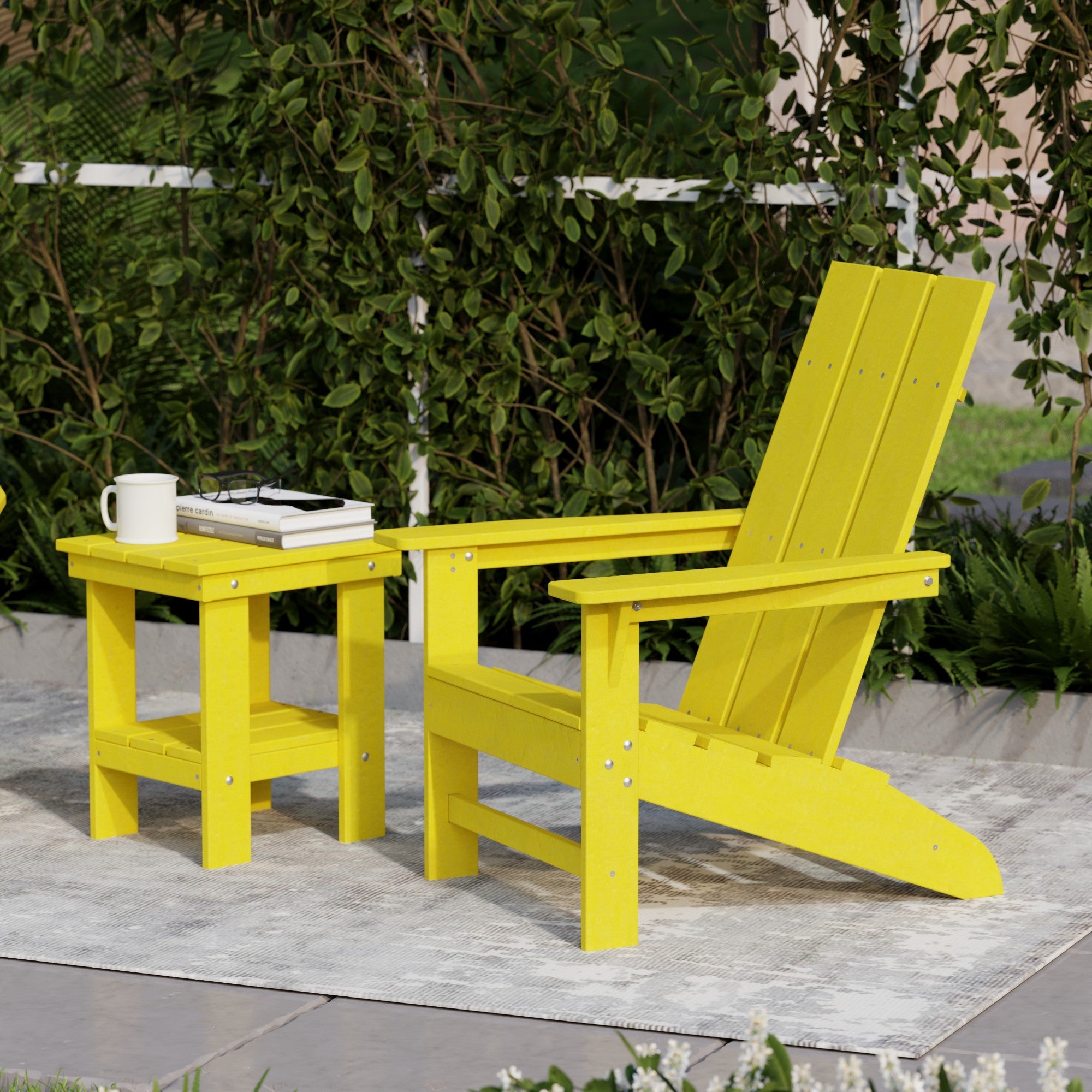Freedom 3-Piece Modern Adirondack Chair Set with Side Table - Outdoor Patio Furniture for Backyard, Garden & Poolside Relaxation