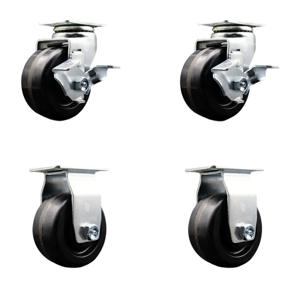 Heavy Duty Swivel & Rigid Plate Caster Set - 4