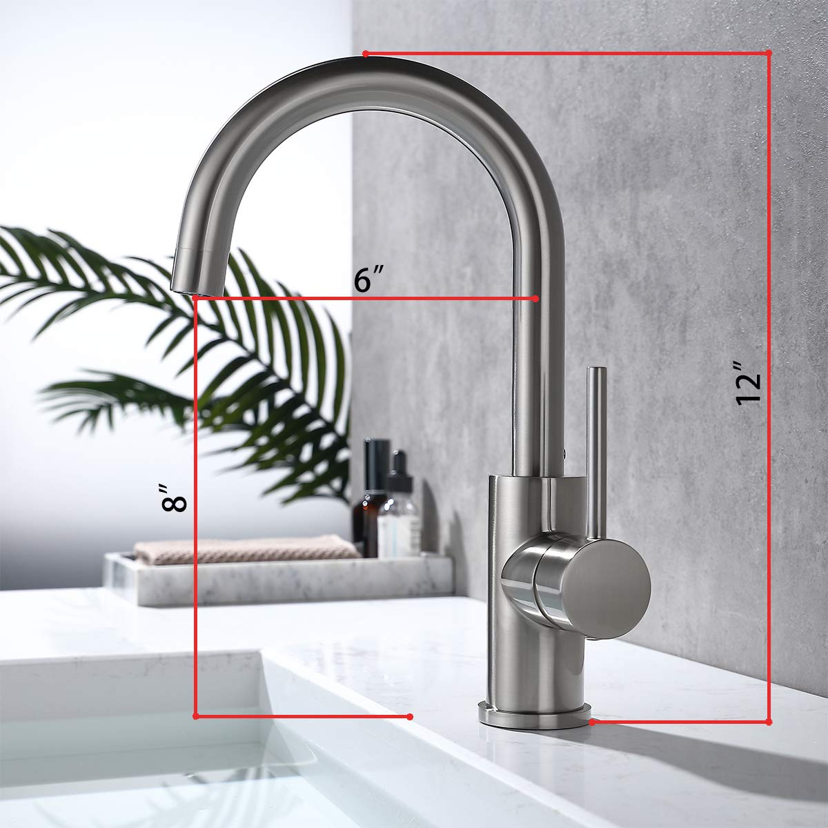 Brushed Nickel Bar Faucet - Single Hole, Stainless Steel for Kitchen Sink | Modern Design for Home Bars
