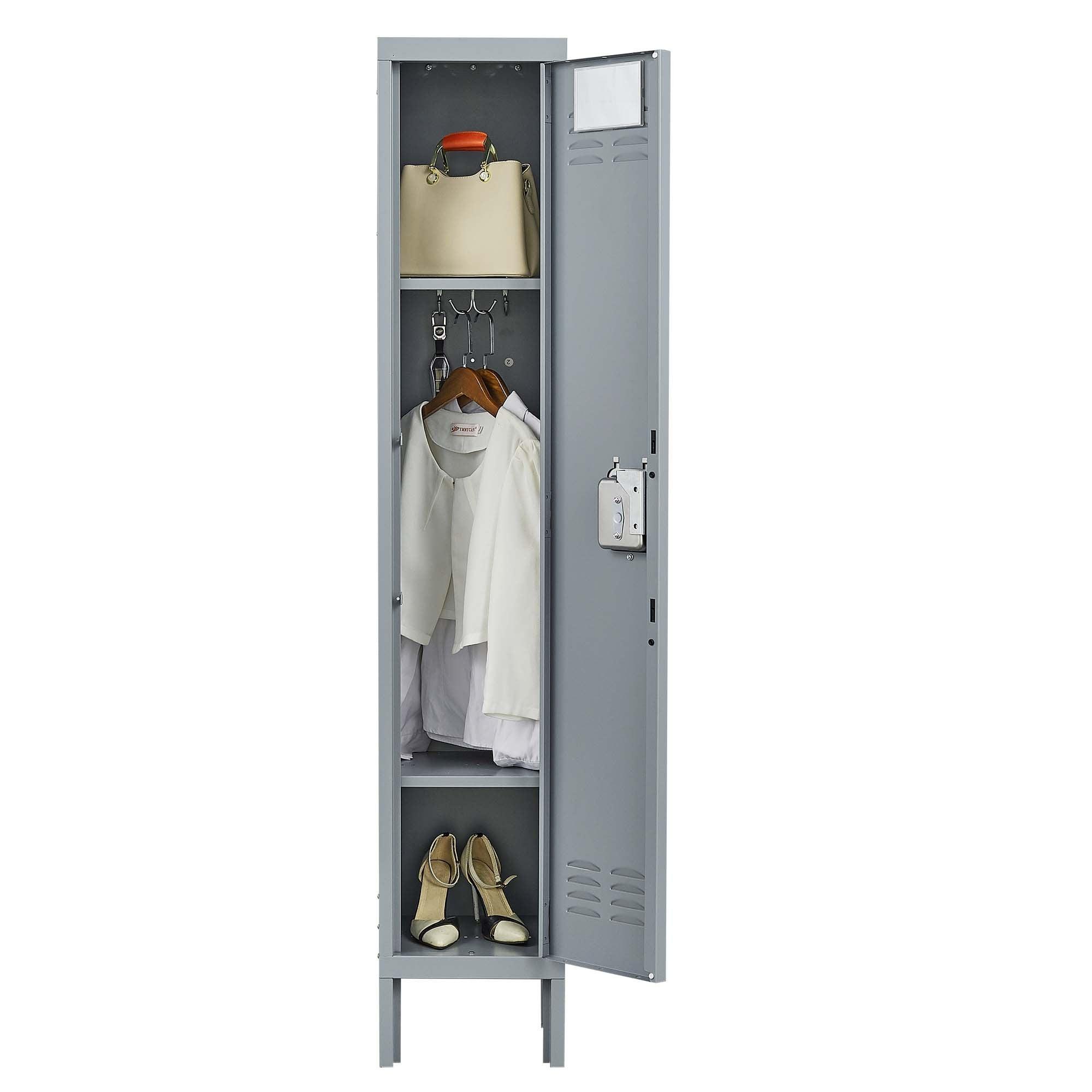66H Gray Metal Storage Locker with Lock - Secure Cabinet for Home, Gym, Office, School & Garage - Perfect for Employee Storage, Sports Equipment & Organization