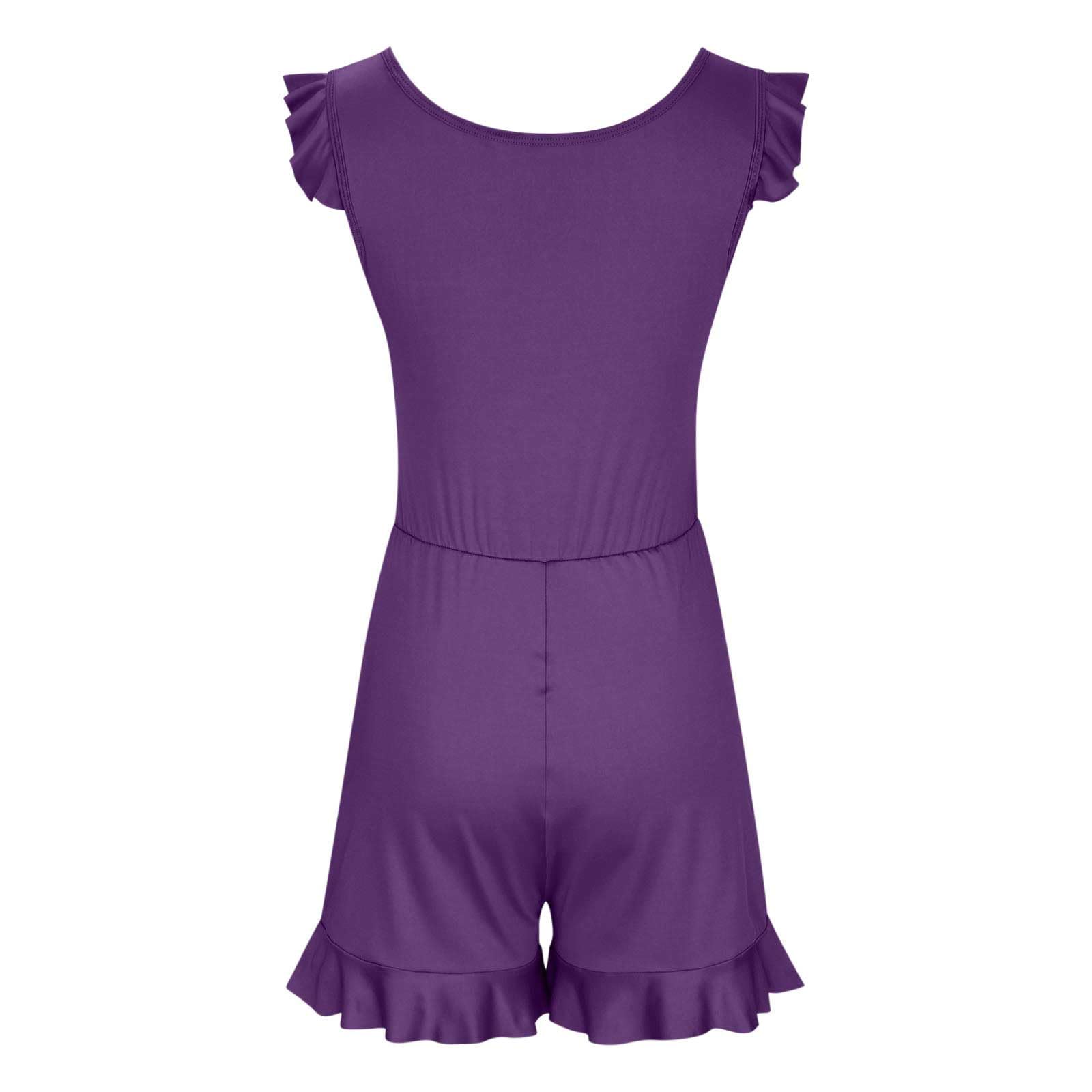 Women's Ruffle Sleeve Romper Swimsuits - One Piece Bathing Suit with Built-in Bra & Shorts | Beachwear, Pool Party, Summer Vacation Outfit