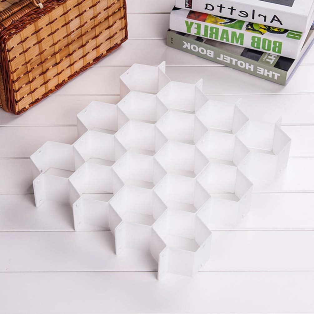 TOPBATHY 2-Pack Adjustable Honeycomb Drawer Organizers - White Storage Dividers for Dresser, Closet & Underwear Organization | Perfect for Bedroom, Bathroom & Office Drawer Organization