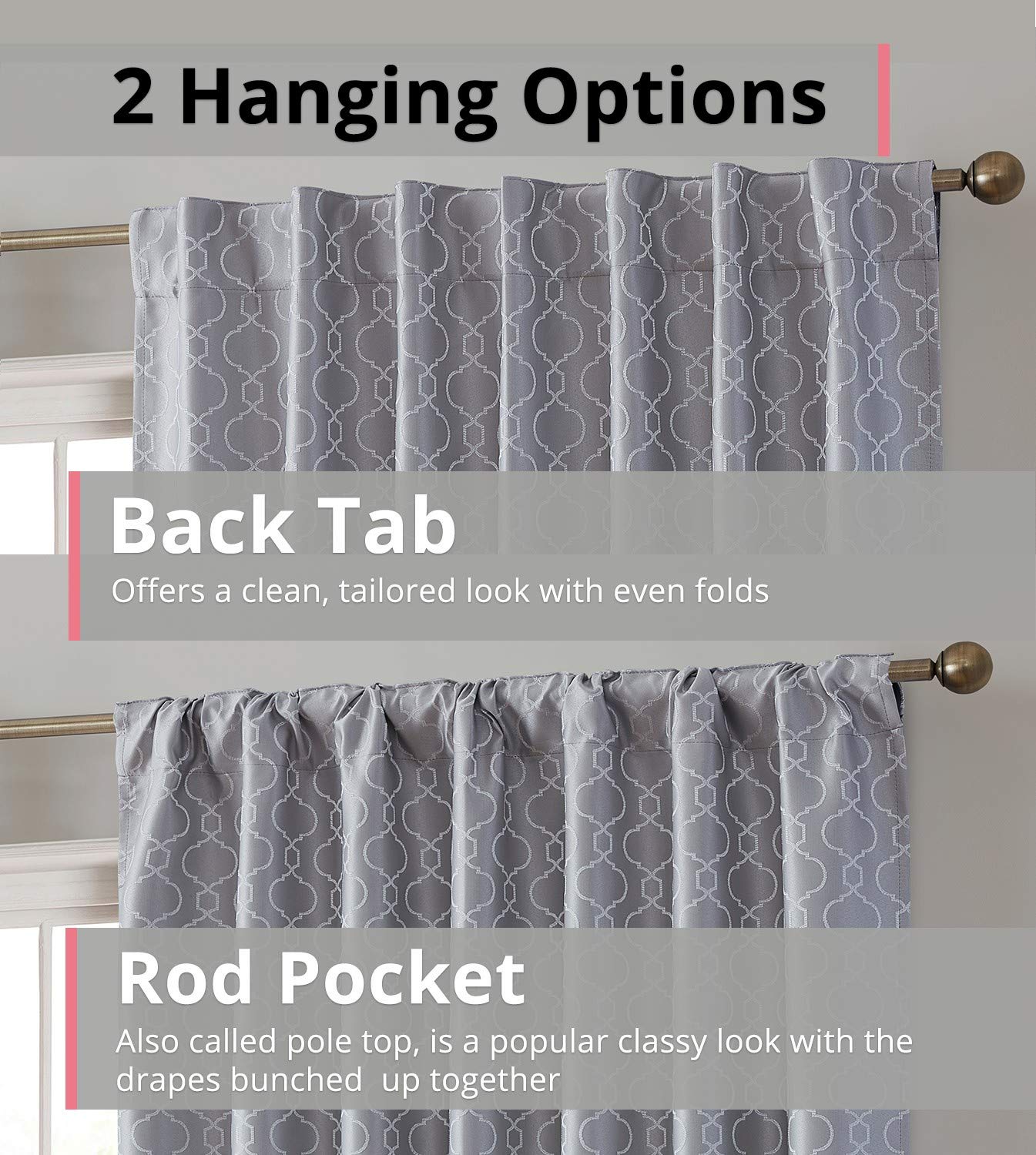 Franklin 100% Blackout Thermal Insulated Curtains - Energy Saving Heat & Cold Blocking Drapes for Bedroom & Living Room - 2 Panels (52