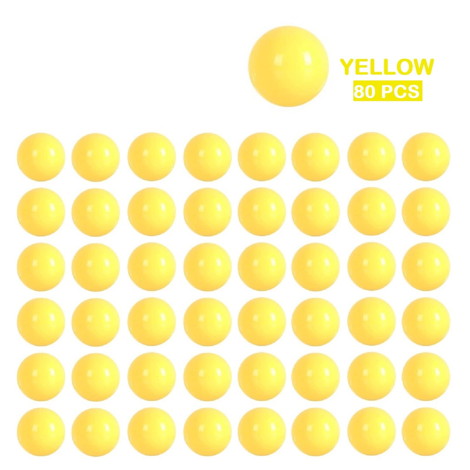 80pcs 14mm Acrylic Chinese Checker Replacement Balls - Yellow Game Marbles for Marble Run, Aggravation, Traditional Board Games - Perfect for Family Game Night & Kids Educational Toys