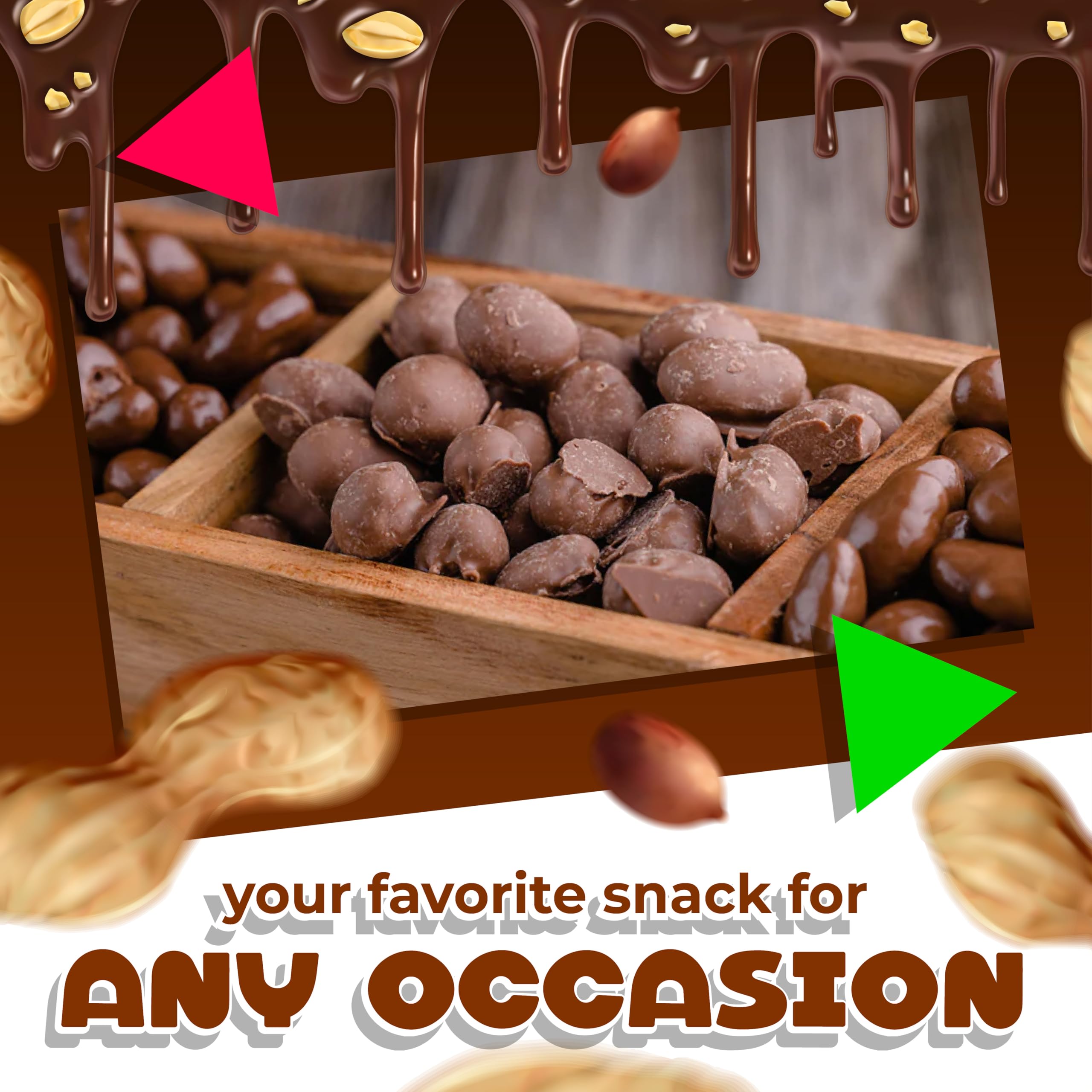 Premium Milk Chocolate Double Dipped Peanuts Candy - 2 Pound Bulk Bag | Gourmet Chocolate Covered Peanuts for Snacking, Gift Baskets & Party Treats
