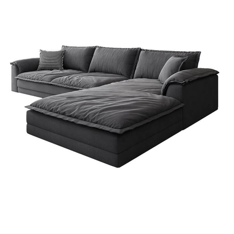 L-Shaped & Straight Right Sofa Chaise Lounge with Concealed Support - Modern Sectional Couch for Living Room, Home Theater & Small Spaces