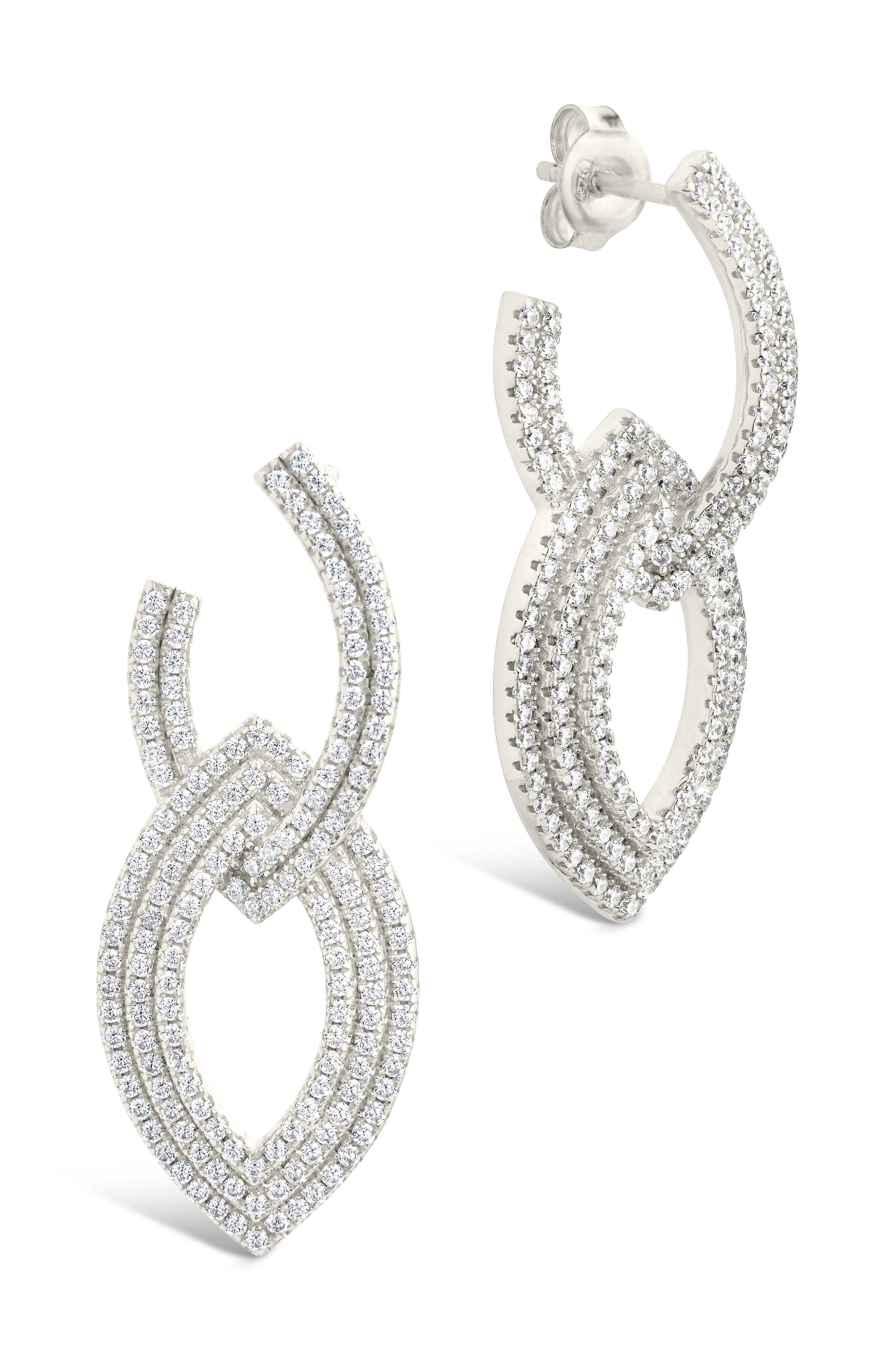 Lilah CZ Interlocking Drop Stud Earrings for Women - Elegant Cubic Zirconia Dangle Earrings for Party, Wedding & Everyday Wear