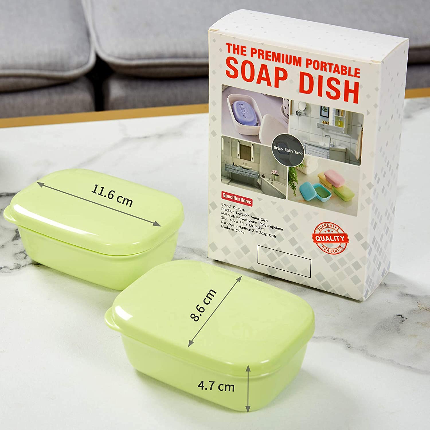 Quatish 2 Pack Travel Soap Container with Lid - Leak Proof Portable Soap Holder for Camping, Gym, Travel & Bathroom - Compact Bar Soap Case for Toiletries Organization (Green)