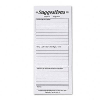Safco Suggestion Box Refill Cards - 25 Cards per Pack (Pack of 20) - Perfect for Employee Feedback, Customer Suggestions & Office Communication