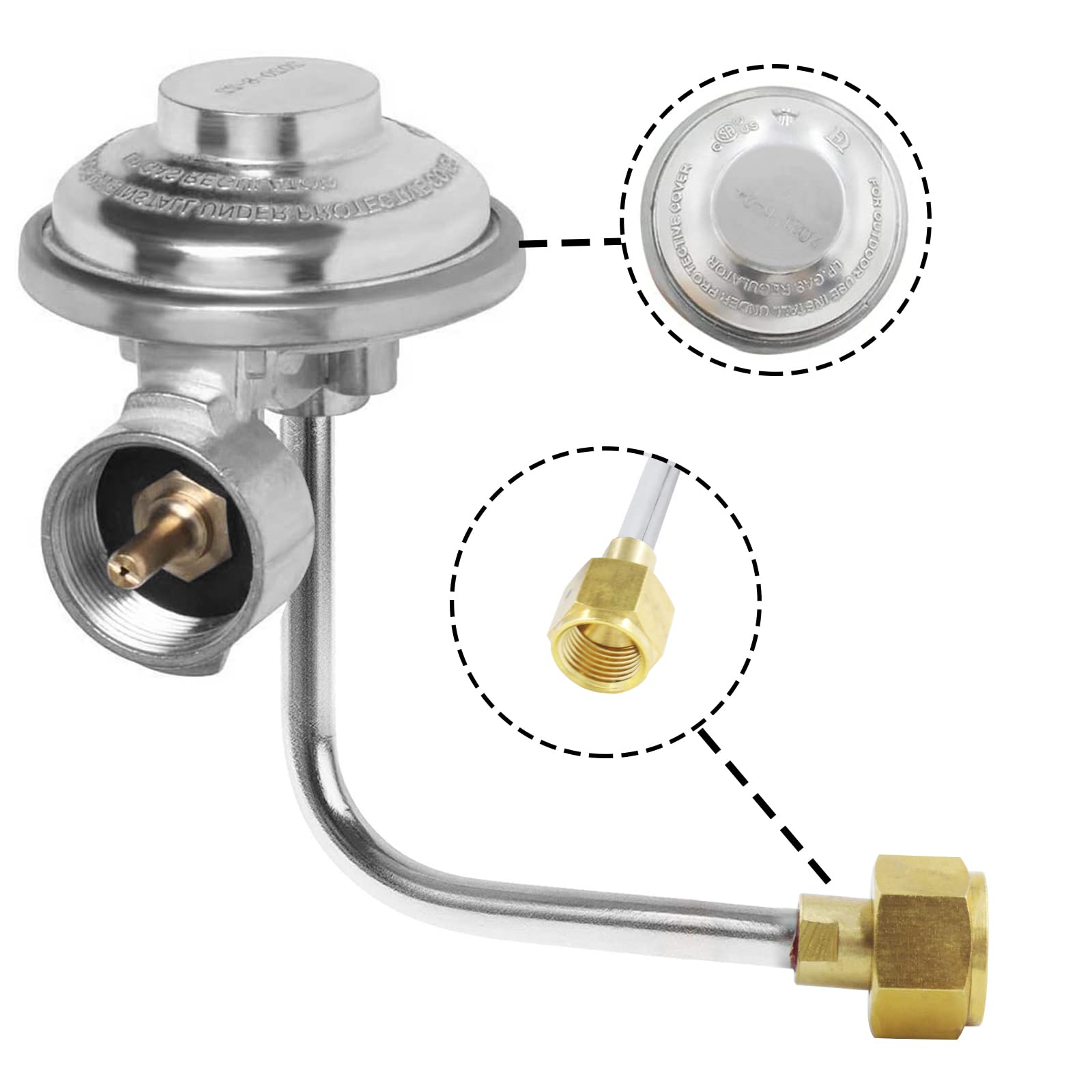 MCAMPAS Low Pressure Propane Regulator for 1 LB Tank - 3/8
