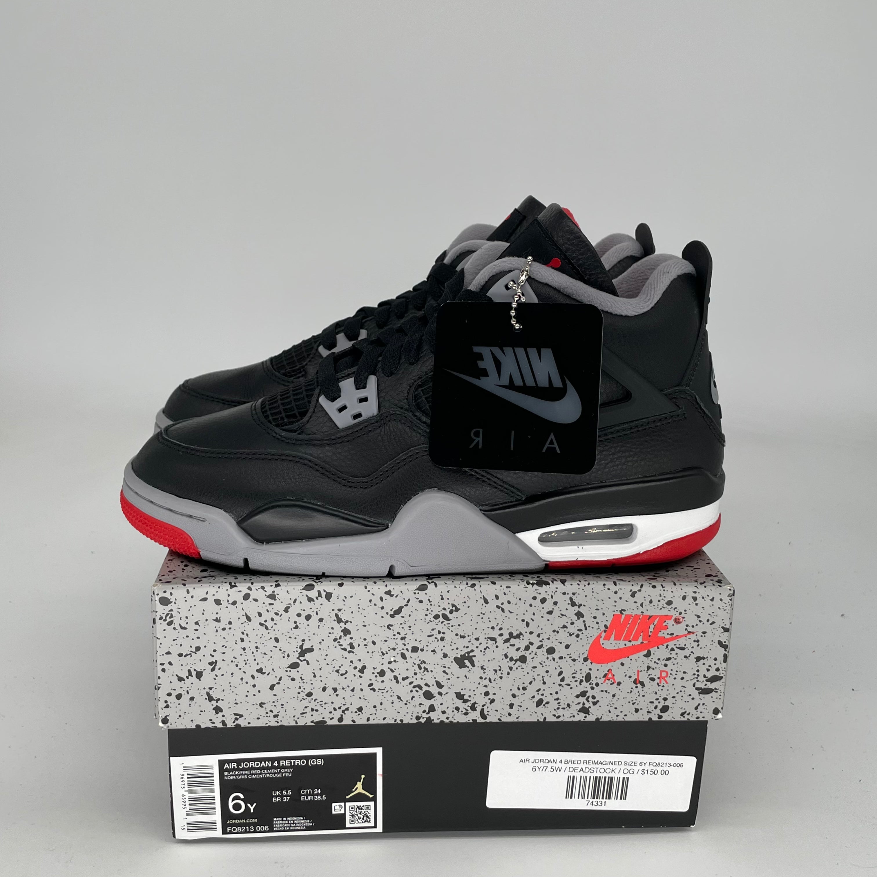 AIR JORDAN 4 BRED REIMAGINED Men's Basketball Shoes Size 6Y - FQ8213 006 | Retro Sneakers for Streetwear & Casual Outfits