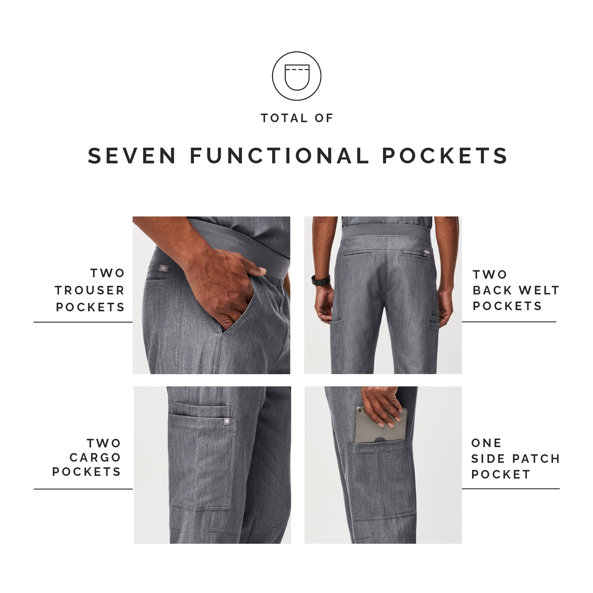 FIGS Axim Cargo Scrub Pants for Men - Classic Fit Straight Leg Medical Pants with 7 Pockets & 4-Way Stretch | Anti-Wrinkle Healthcare Uniform | Perfect for Doctors, Nurses & Medical Professionals