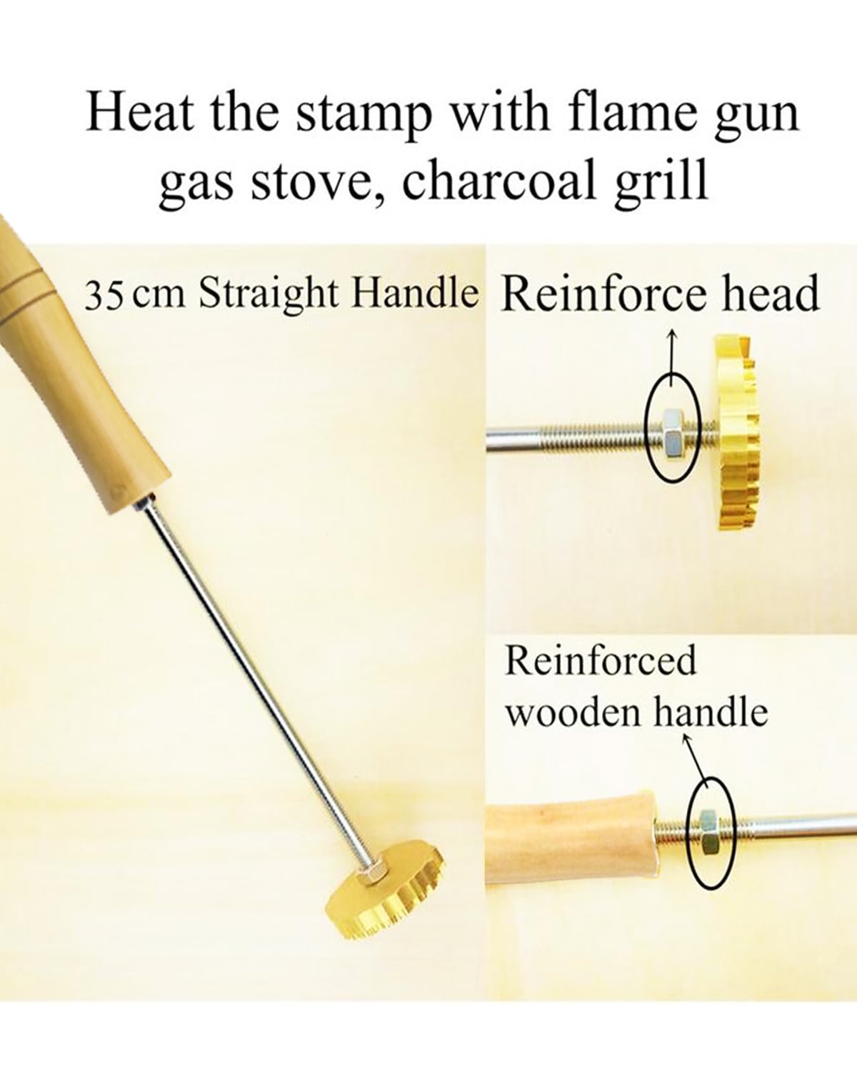 Custom Wood Branding Iron - Personalized Leather Branding Stamp for DIY Crafts, Wedding Favors & Bread Making - Engraved Logo Branding Tool for Woodworking, Leather Craft & Baking