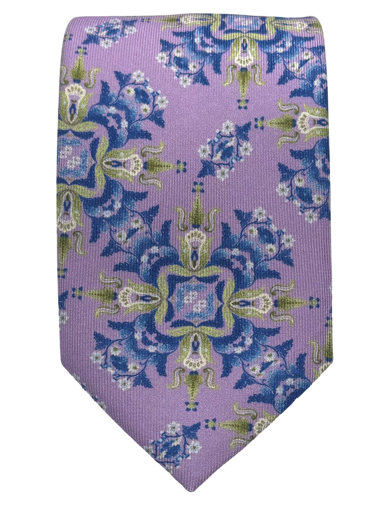 DÉCLIC Ashington Floral Tie for Men - Elegant Lavender Silk Necktie for Weddings, Business & Formal Events