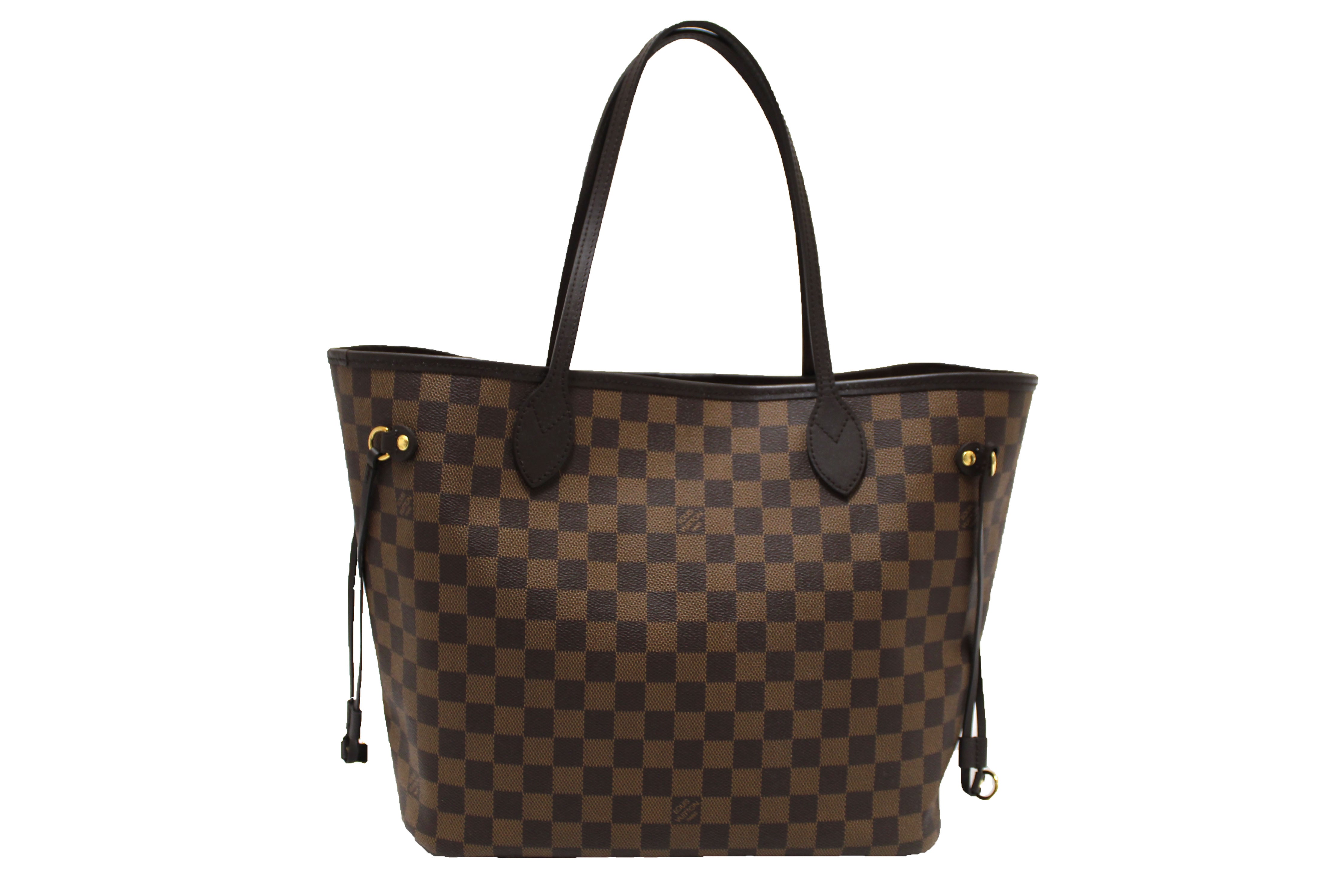 Authentic Louis Vuitton Damier Ebene Neverfull MM Tote Bag with Rose Pink Interior - Stylish Shoulder Bag for Women, Perfect for Work, Travel & Everyday Use