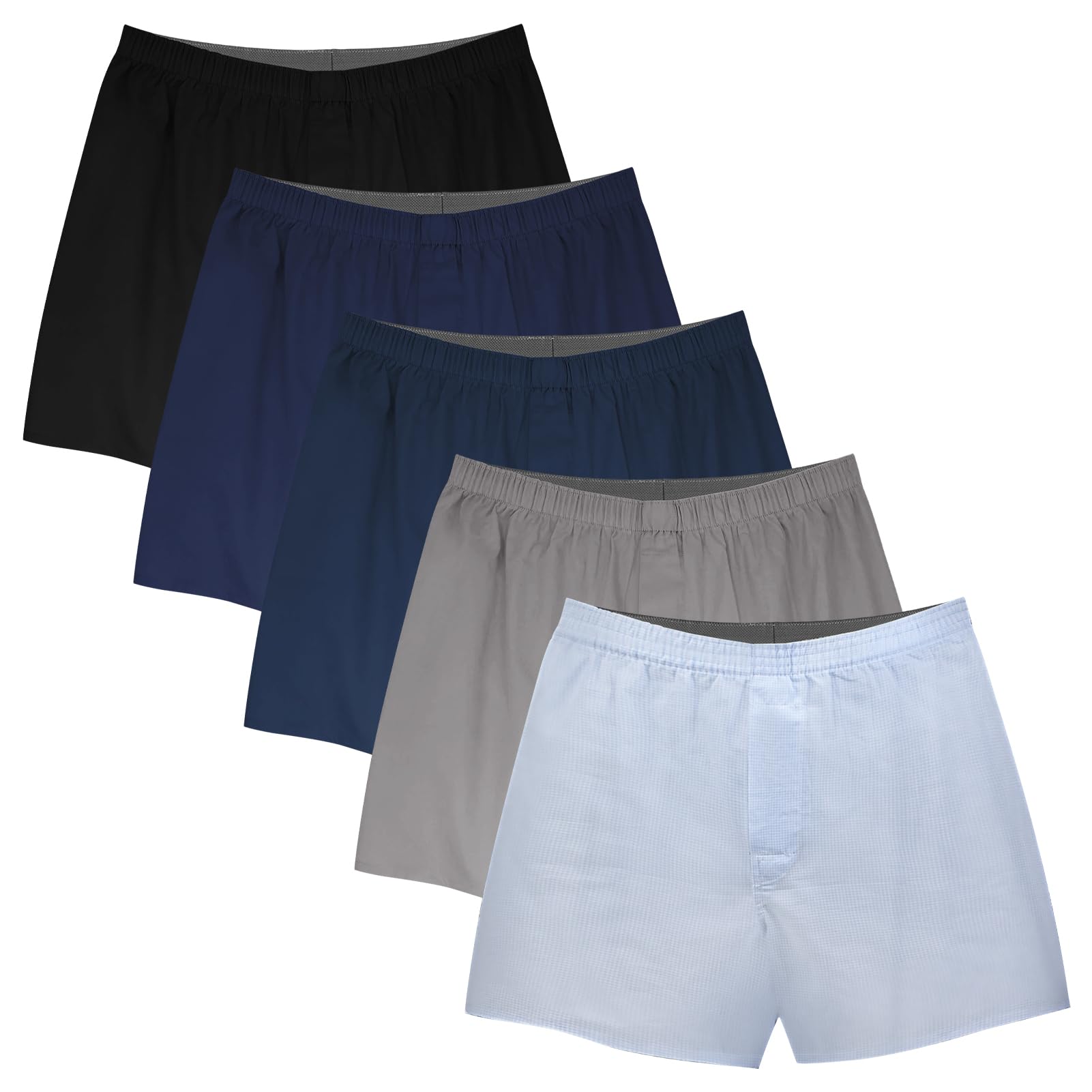 Natural Feelings Classic Cotton Boxer Shorts for Men - Soft Breathable Woven Underwear (3-Pack) | Comfortable for Daily Wear, Workout & Lounge