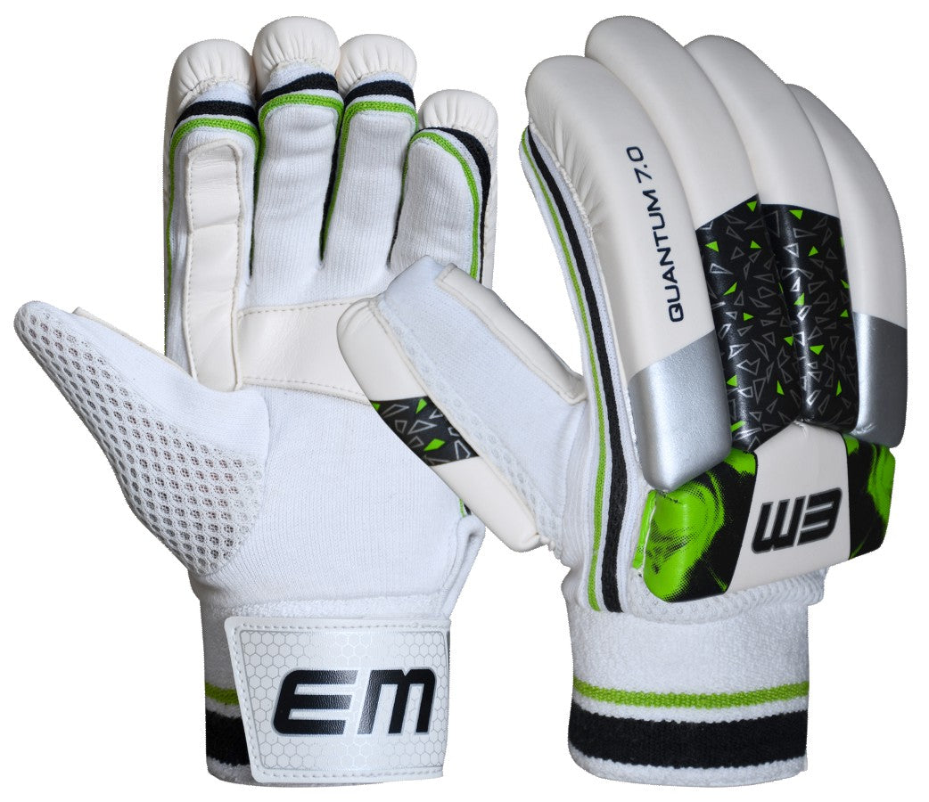 EM Quantum 7.0 Adult Cricket Batting Gloves - Premium Leather Protection for Cricket Players - Perfect for Practice & Matches