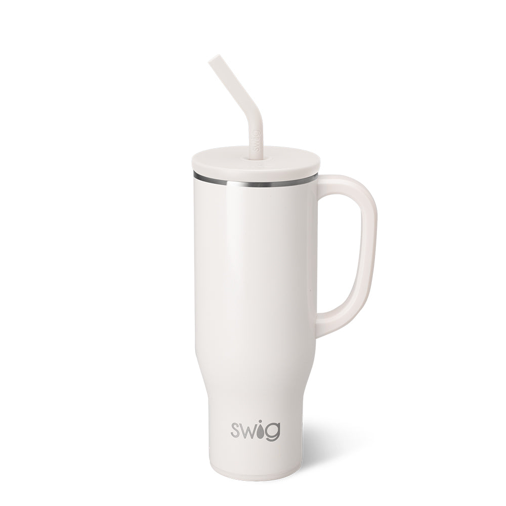 Shimmer Pearl Mega Mug 30oz - Large Insulated Tumbler with Lid & Straw - Perfect for Coffee, Tea & Cold Drinks - Great for Office, Travel & Outdoor Use