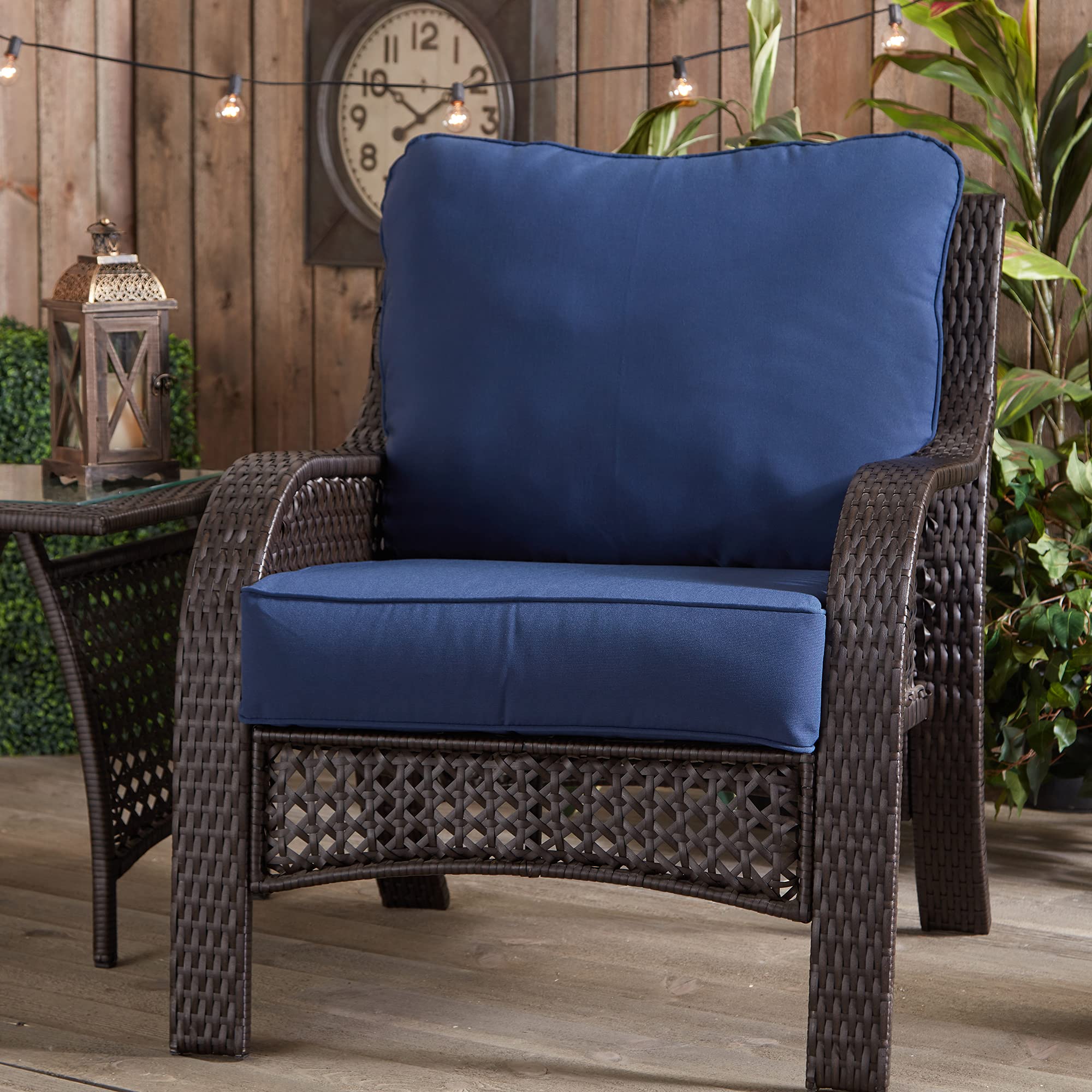 South Pine Porch Outdoor Deep Seat Cushion Set - 2 Piece Navy Blue Waterproof Patio Furniture Cushions for Deck, Garden & Poolside Relaxation