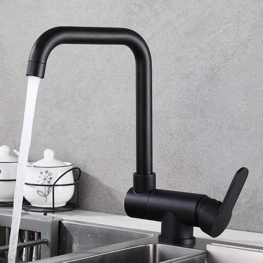 All Copper Black Kitchen Faucet with Hot & Cold Water Mixer - Foldable Pull-Out Sprayer for Sink, Window & Countertop - Durable Rotary Design for Modern Homes