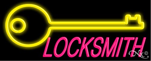 Professional Locksmith Glass Neon Sign - Handcrafted in USA - Perfect for Barbershops, Locksmith Shops & Vintage Decor