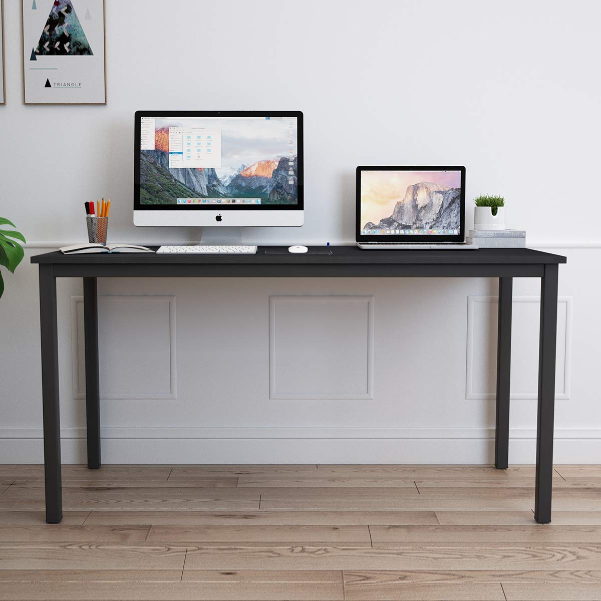 Soges 63 Inch Black Computer Desk - Modern Home Office Desk for Work & Study, Ergonomic Design with Sturdy Frame, Perfect for Small Spaces & Gaming Setups