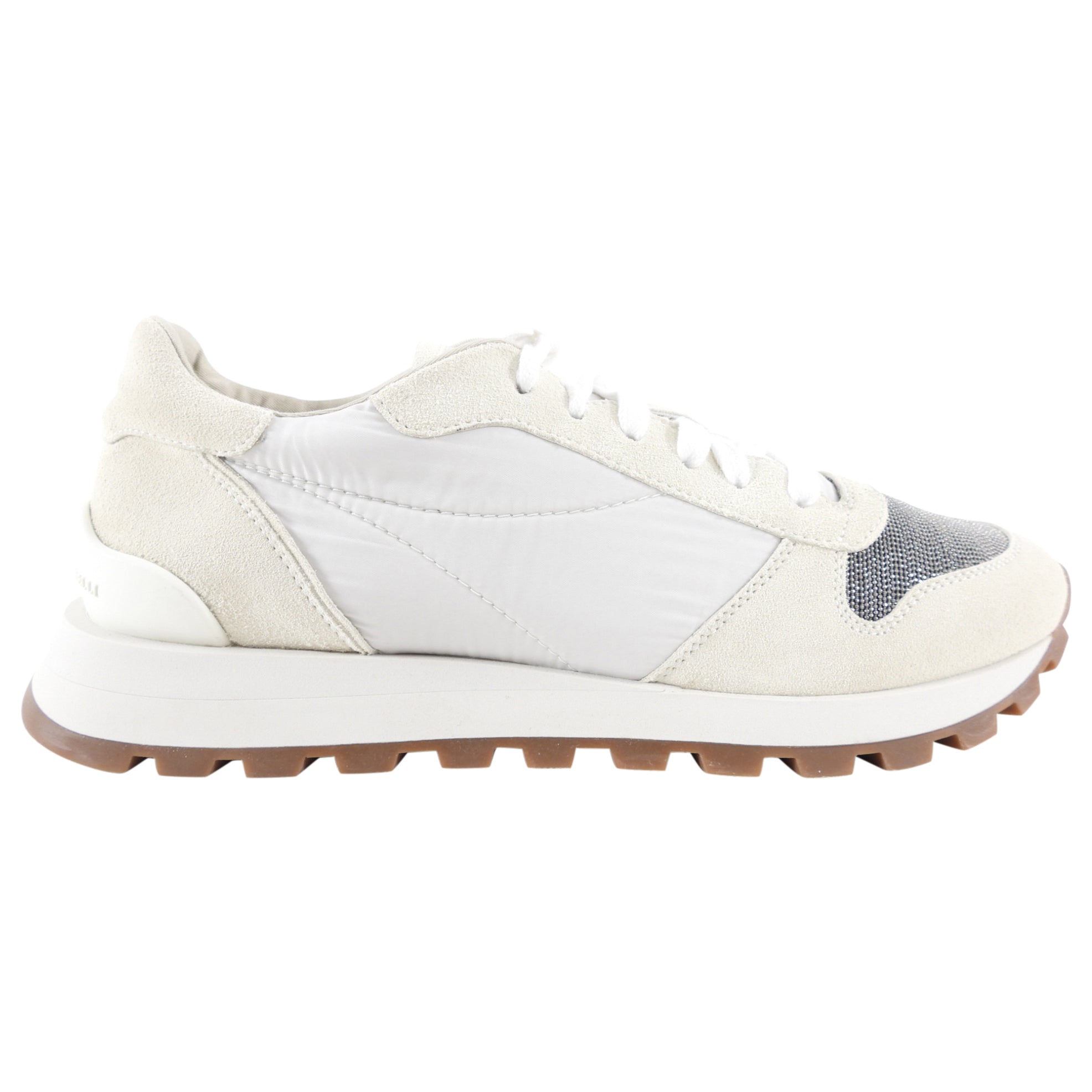 Brunello Cucinelli Off-White Leather & Nylon Monili Sneakers - Size 40 | Luxury Casual Shoes for Men | Perfect for Everyday Wear & Stylish Outings