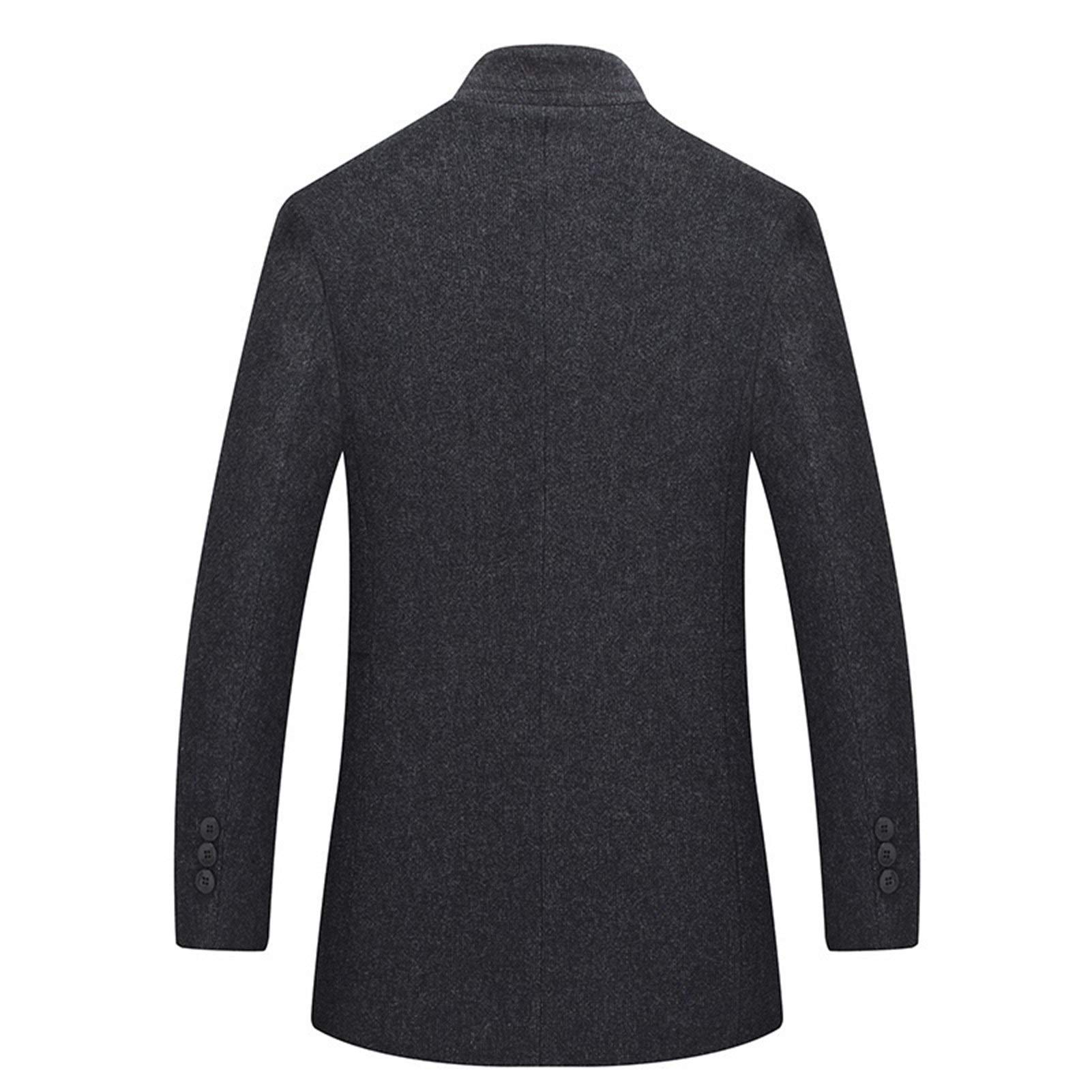 Men's Winter Trench Coat - XX-Large Dark Gray Blend Overcoat with Scarf | Waterproof Warm Casual Long Coat for Business, Travel & Outdoor Activities