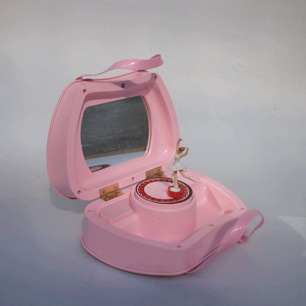 Pink Rotating Music Jewelry Box with Mirror - Portable Dancing Music Box for Girls, Home Decor, Gift & Cosmetic Storage - Perfect for Bedroom, Vanity, Party Favors & Birthday Gifts