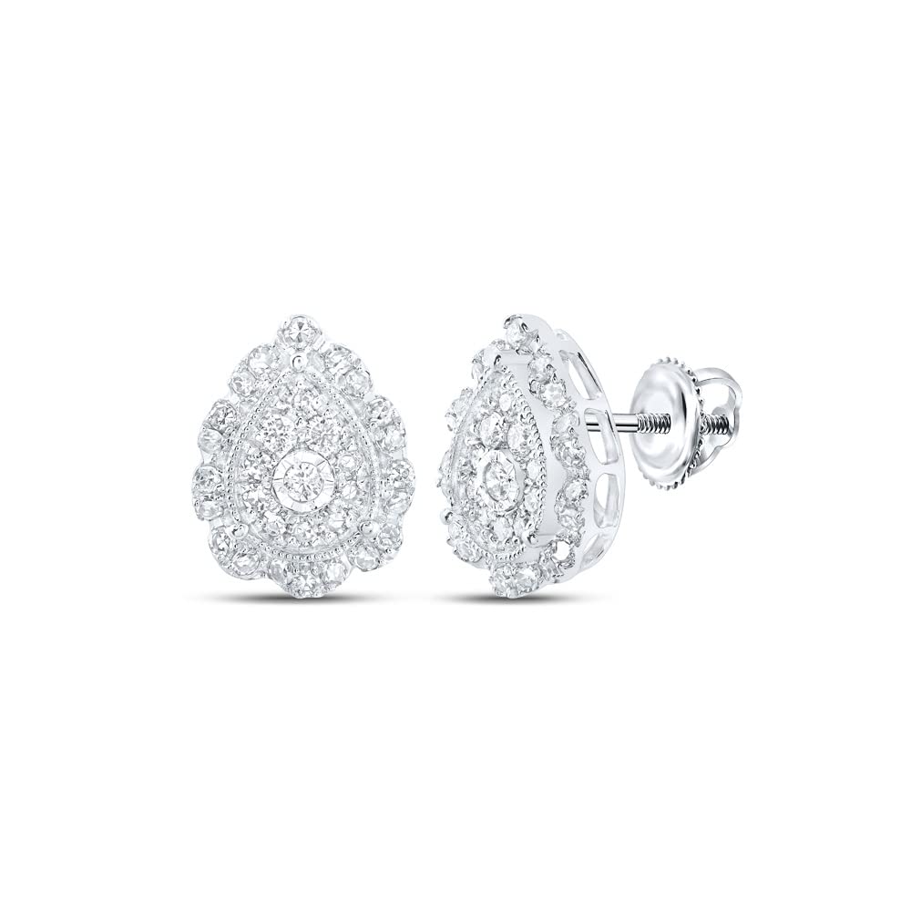 Dazzlingrock 10kt White Gold Round White Diamond Teardrop Earrings for Women - 3/8 Cttw - Elegant Jewelry Gift for Anniversary, Wedding & Special Occasions