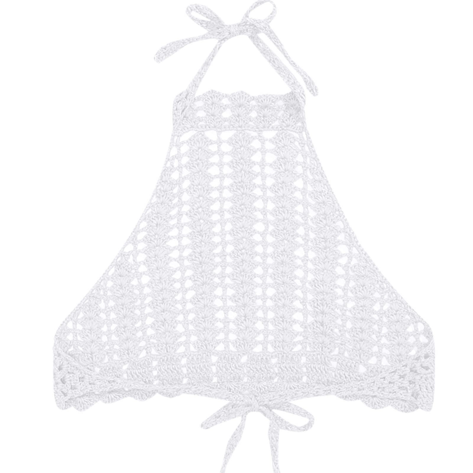 Women's Sexy Halter String Crop Top - Sleeveless Backless Hollow Out Knit Tank Shirt for Summer, Beach, Party & Casual Wear