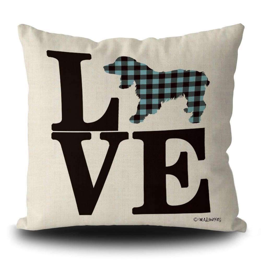 Russian Spaniel Dog Throw Pillow Cover - 20x20 Inch Buffalo Plaid Silhouette Design in Baby Blue | Soft Dog Lover Home Decor for Sofa, Bed & Couch | Perfect for Pet Owners, Dog-Themed Rooms & Cozy Living Spaces