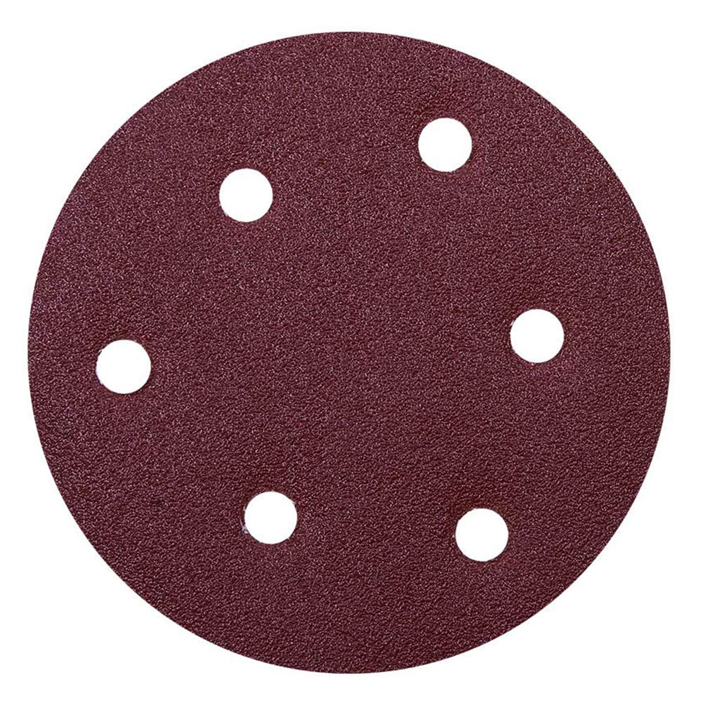 Utoolmart 100Pcs 5 Inch 6 Hole Hook and Loop Sanding Discs - 80 Grit Flocking Sandpaper for Random Orbital Sander | Woodworking, Metal Polishing & DIY Projects