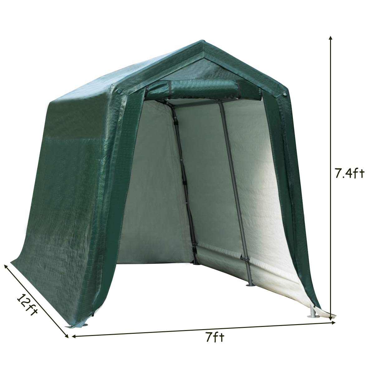 Tangkula 7x12 FT Heavy-Duty Outdoor Storage Shelter - All-Steel Metal Frame with Waterproof Ripstop Cover - Patio Storage Tent, Enclosed Carport Shed & Garage Shelter - Perfect for Backyard, Garden Equipment Storage & Vehicle Protection